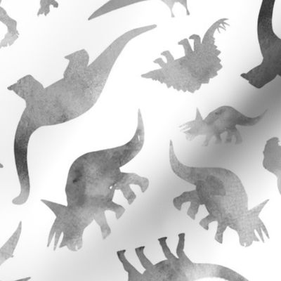 Watercolour Dinosaurs in Grey