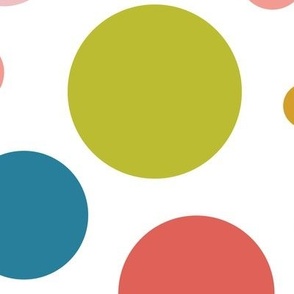 Clown Spots - pink, olive and blue on white - large scale