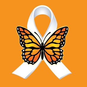 butterfly and white ribbon on orange