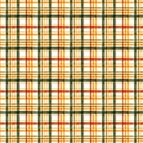 (micro scale) Fall Plaid - Watercolor - thanksgiving - orange & green - LAD19BS