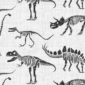 Dinosaurs - Ivory and Black - Linen