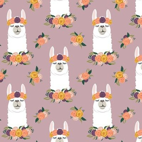 floral llama - fall floral on mauve - LAD19