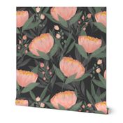 Peonies on Grey large scale