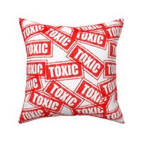 8 toxic dangerous health hazard pollution warning Contamination abusive difficult problematic person rubber stamp red ink pad white background chop grunge distressed words seal pop art culture vintage retro current affairs strong message statement sign la