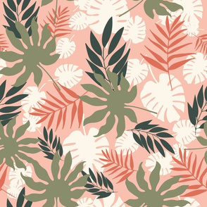 Tropical Leaves in Pastel Colors