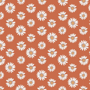 The Garden of Secrets Collection - Orange White half drop Daisies - small scale