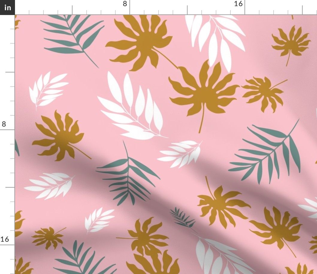 Tropical Leaves on Pink