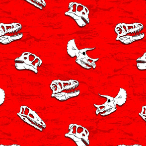 dinosaur fossils on red