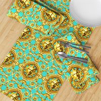 custom medusa turquoise green blue baroque gold