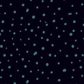 Blue hand drawn polka dot on dark background.