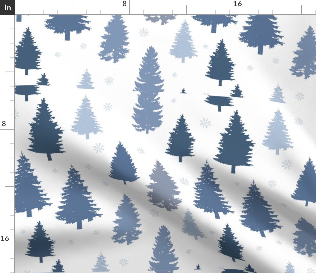 Winter Pattern Pine and Snowflakes