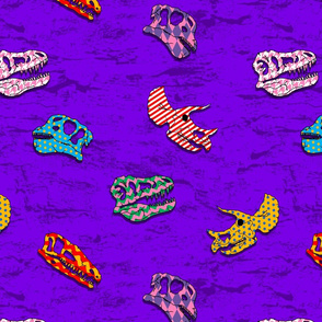 patterned dinosaur fossils on purple