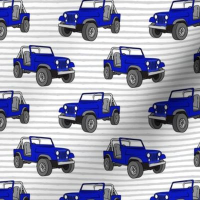 jeeps - royal blue on grey stripes