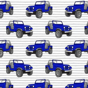 jeeps - royal blue on grey stripes