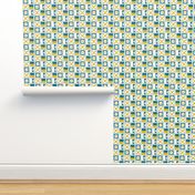 WAVE Nautical flags - mustard teal by Pippa Shaw