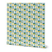 WAVE Nautical flags - mustard teal by Pippa Shaw