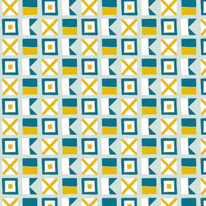 WAVE Nautical flags - mustard teal by Pippa Shaw