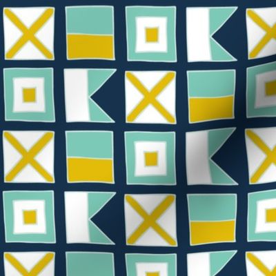 WAVE Nautical flags - navy by Pippa Shaw