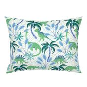 tropical dinosaurs - blue and green/medium scale