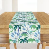 tropical dinosaurs - blue and green/medium scale