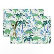 tropical dinosaurs - blue and green/medium scale