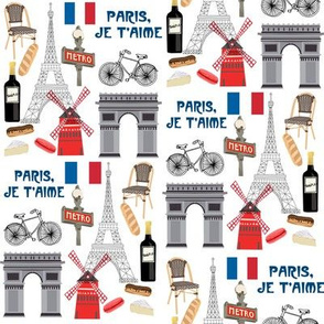 paris fabric - paris landmarks fabric, french fabric, france fabrics, - white