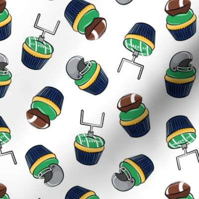 Football Cupcakes - Cute Football  and goal post cupcakes - fall sports - blue and silver - LAD19