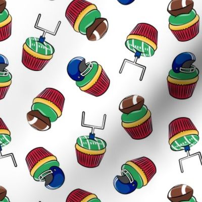 Football Cupcakes - Cute Football  and goal post cupcakes - fall sports - blue and red - LAD19
