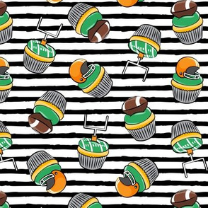 Football Cupcakes - Cute Football  and goal post cupcakes - fall sports - orange with black stripes - LAD19