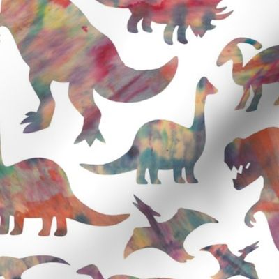 Watercolor Dinosaurs on White