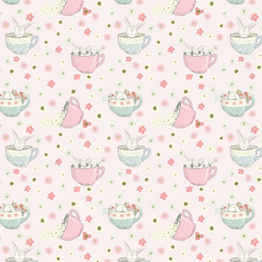 7" Spring is all over - Little Bunnies and Cute Florals - baby girls fabric - spring animals flower fabric, baby fabric