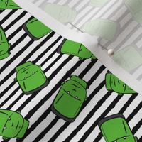 (small scale) frankenstein on stripes toss - halloween fabric C19BS