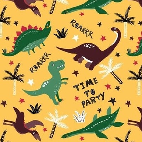 Dinosaurs - Party time yellow
