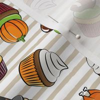 Thanksgiving cupcakes - beige stripes - LAD19