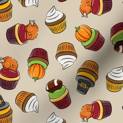Thanksgiving cupcakes - tan - LAD19