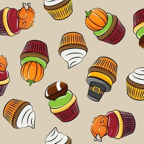 Thanksgiving cupcakes - tan - LAD19
