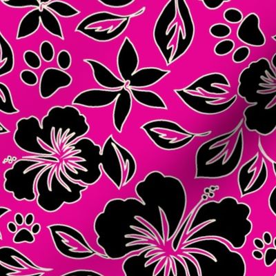 Paw Print Hawaiian Hibiscus - Fuchsia