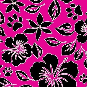 Paw Print Hawaiian Hibiscus - Fuchsia