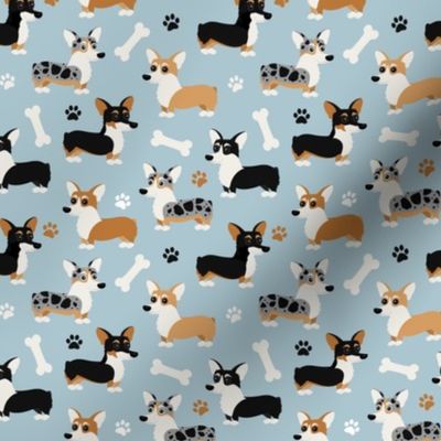 Corgi Dogs Blue Small