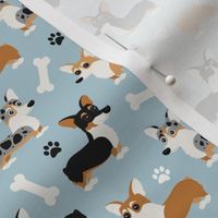 Corgi Dogs Blue Small