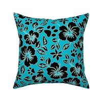 Paw Print Hawaiian Hibiscus - Turquoise blue