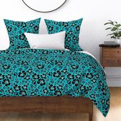 Paw Print Hawaiian Hibiscus - Turquoise blue