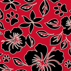 Paw Print Hawaiian Hibiscus - Red
