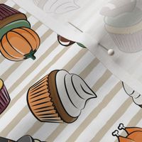 Thanksgiving cupcakes - tan stripes - LAD19