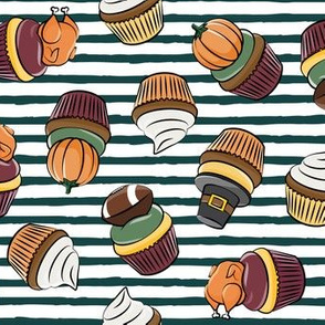 Thanksgiving cupcakes -  stripes - LAD19