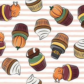 Thanksgiving cupcakes - blush stripes - LAD19