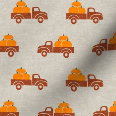 fall trucks - pumpkin - orange on tan - LAD19