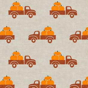 fall trucks - pumpkin - orange on tan - LAD19
