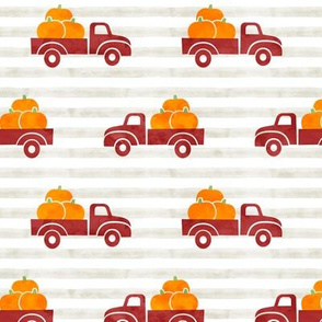 fall trucks - pumpkin - red on stripes - LAD19