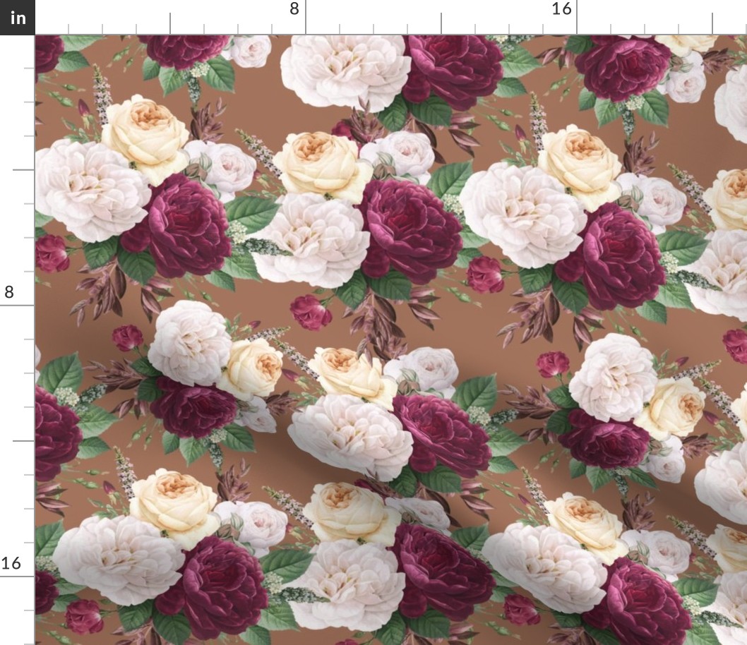 Bunch of Flowers on Brown Background